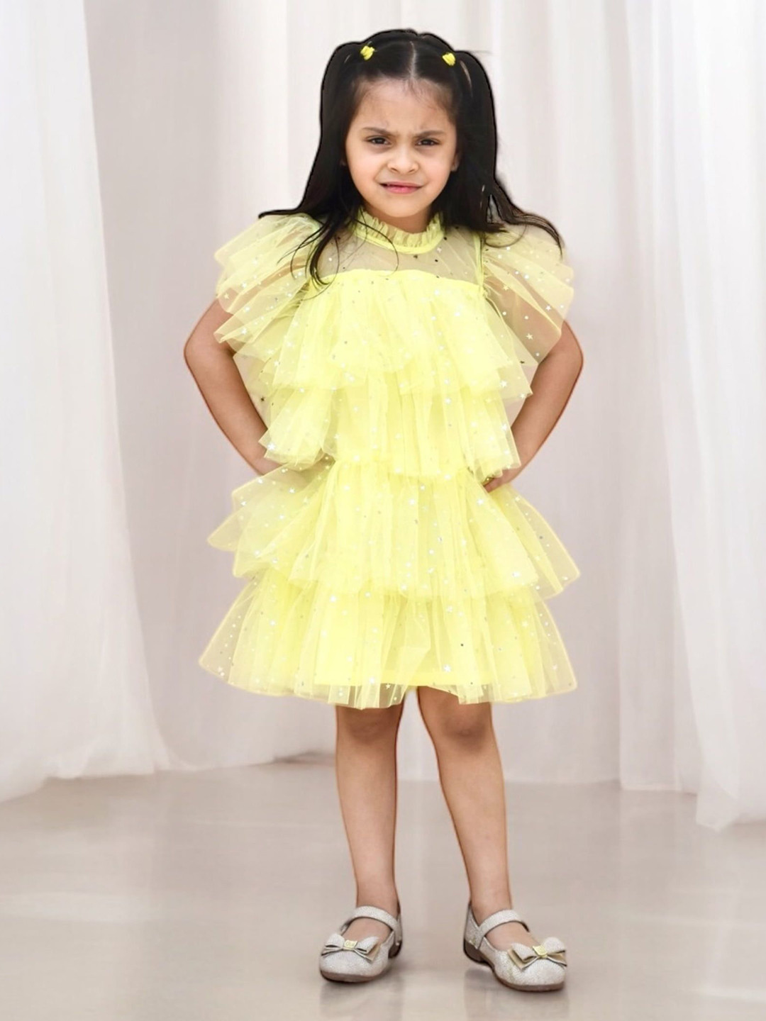 Fayon Kids Net Fit & Flare Dress