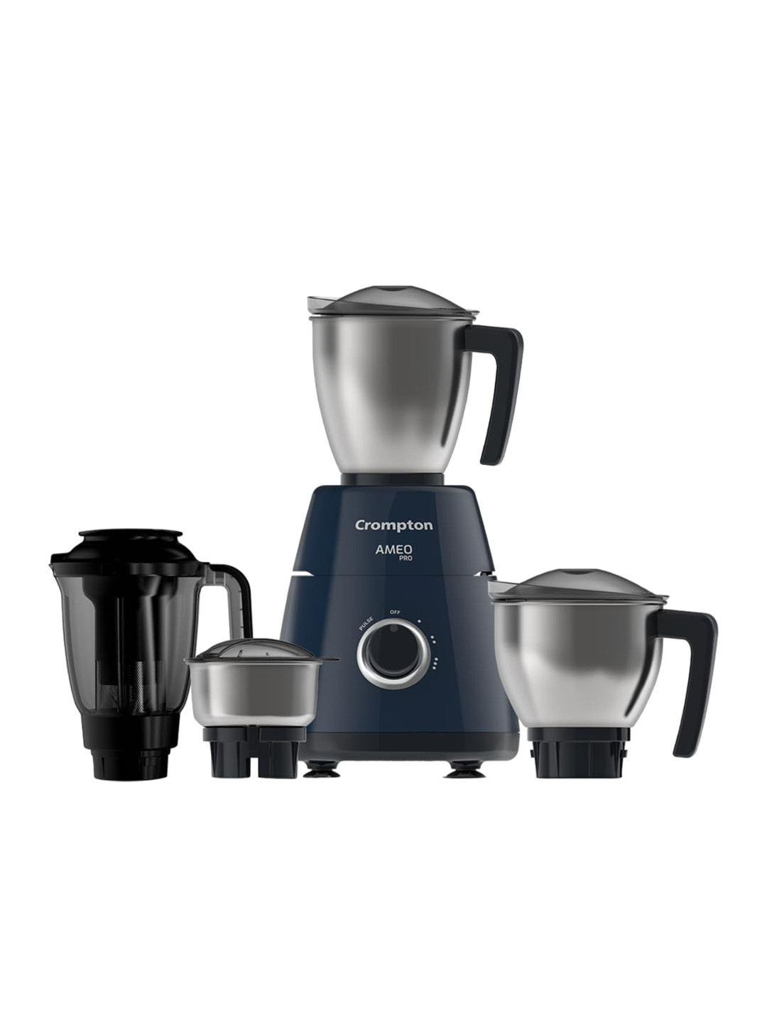 Crompton Black Stainless Steel Powerful Motor 4 Jars Wet and Dry Grinder with Juicer-750W