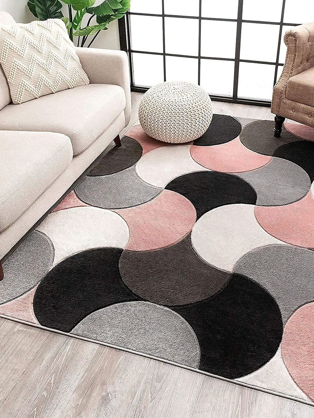 Safiya Carpet Pink Abstract Woollen Carpets