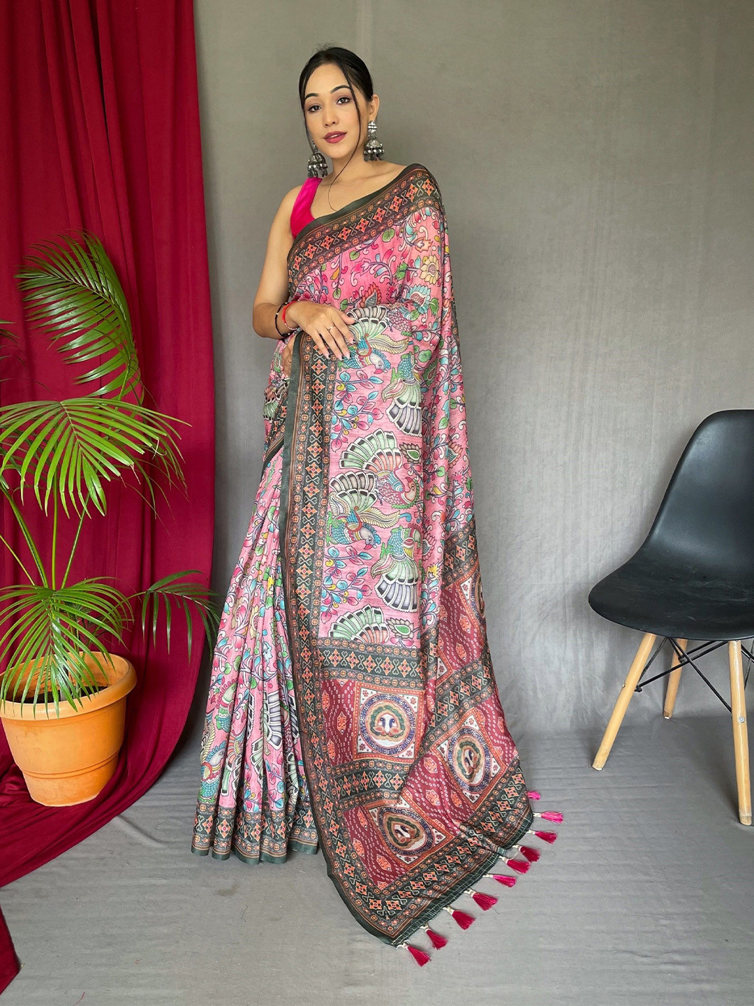 Munir Kalamkari Ikat Saree