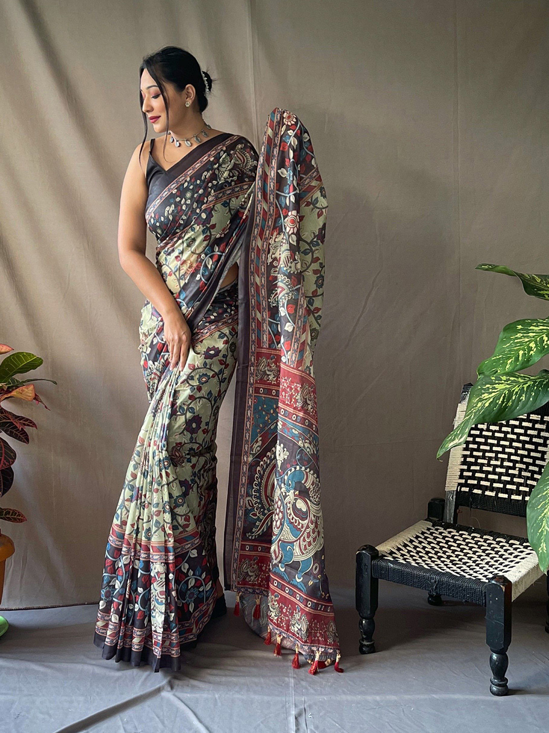 Munir Kalamkari Ikat Saree