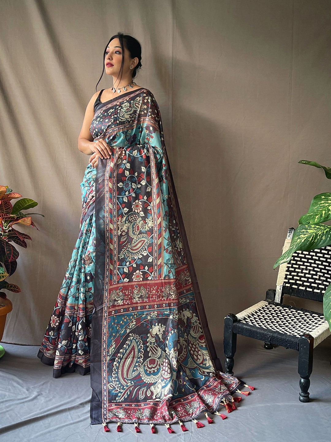 Munir Kalamkari Ikat Saree