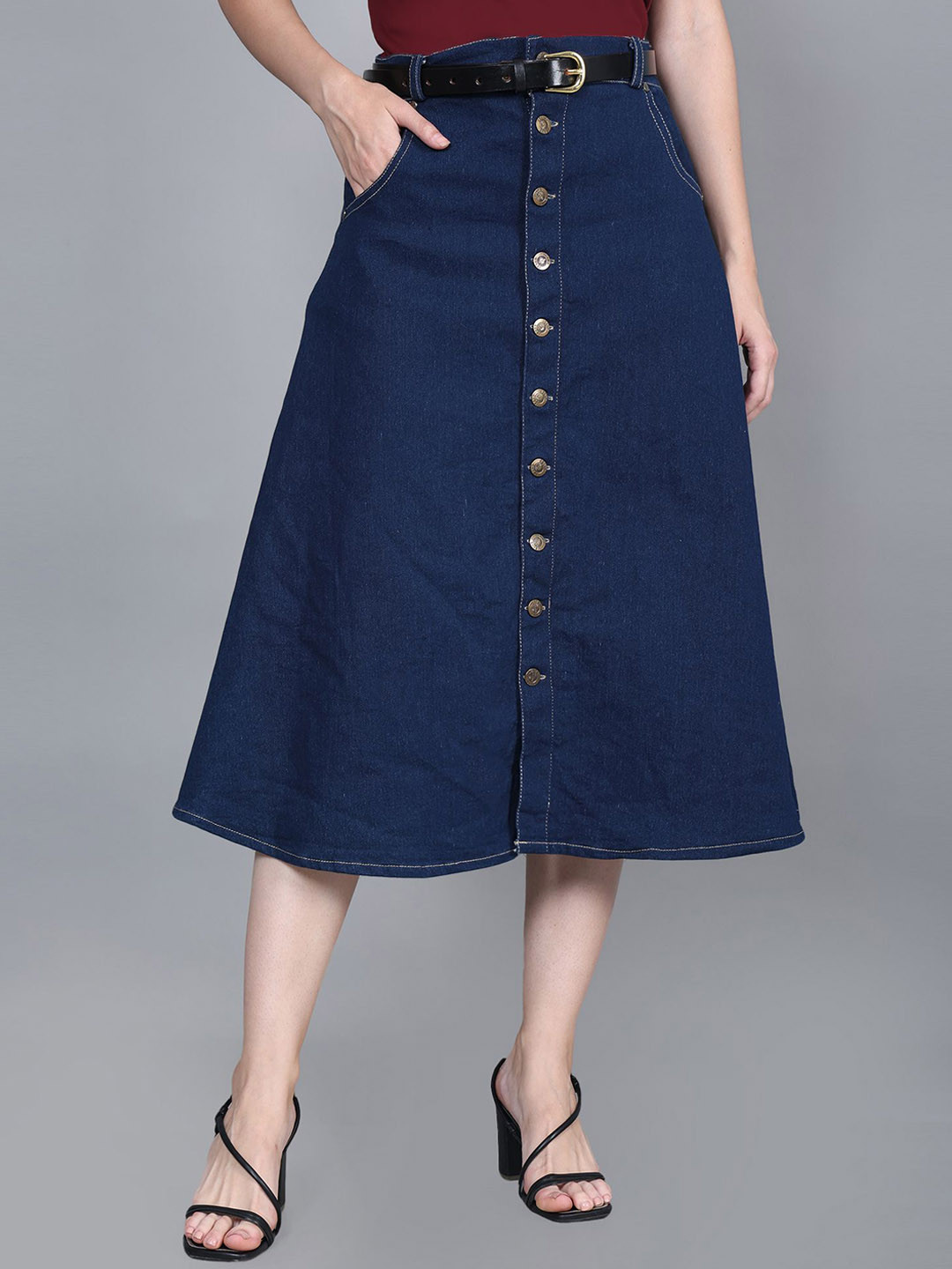 Codaisy Denim A-Line Midi Skirt