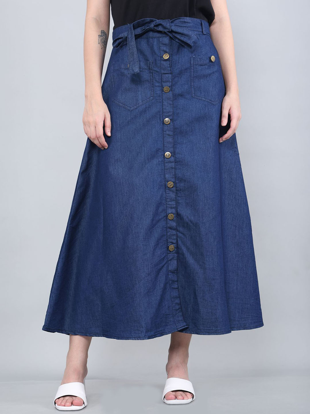 Codaisy Denim A-Line Midi Skirt