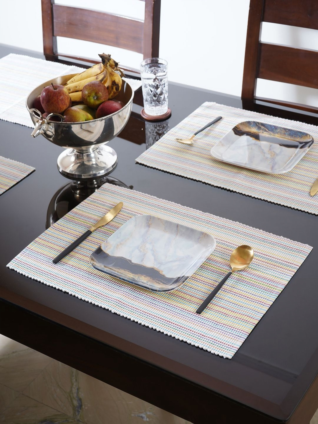 CDI 5-Pcs Red & Blue Stripped Rectangular Table Placemats