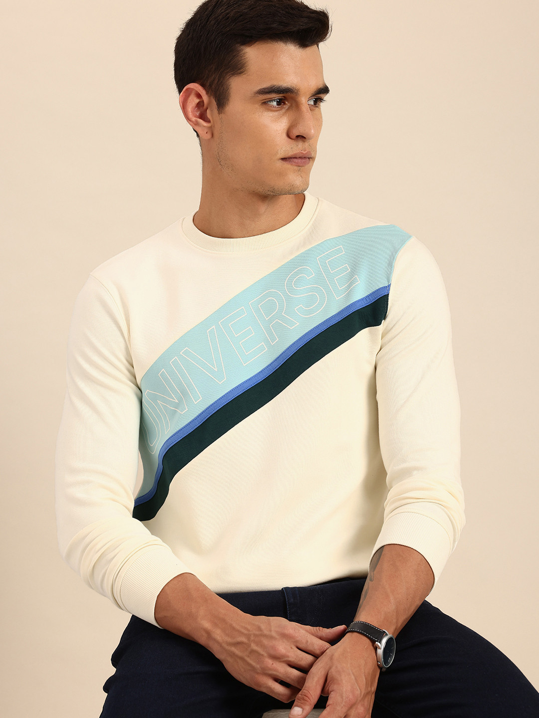 Being Human Brand Logo & Colourblocked Sweatshirt