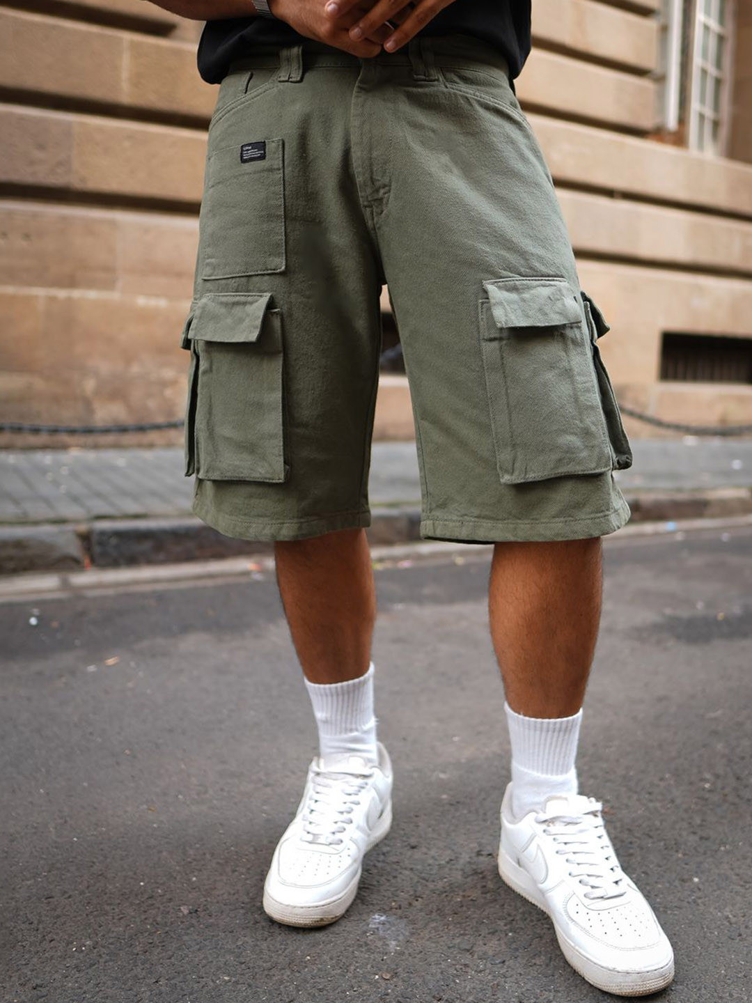 Powerlook Olive Green Pockets Shorts