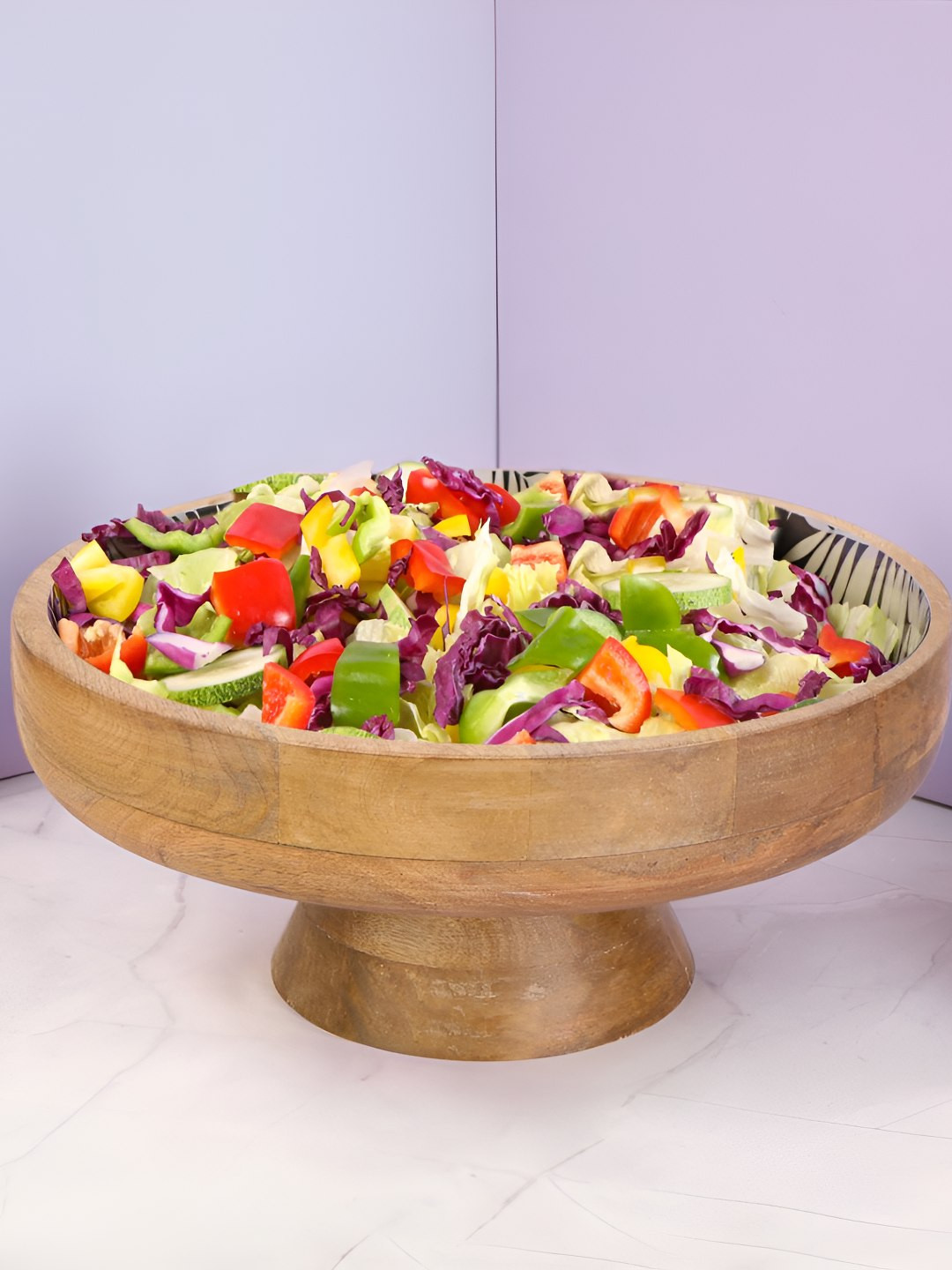 THE HOME CO. Black & Brown Wooden Salad Bowl