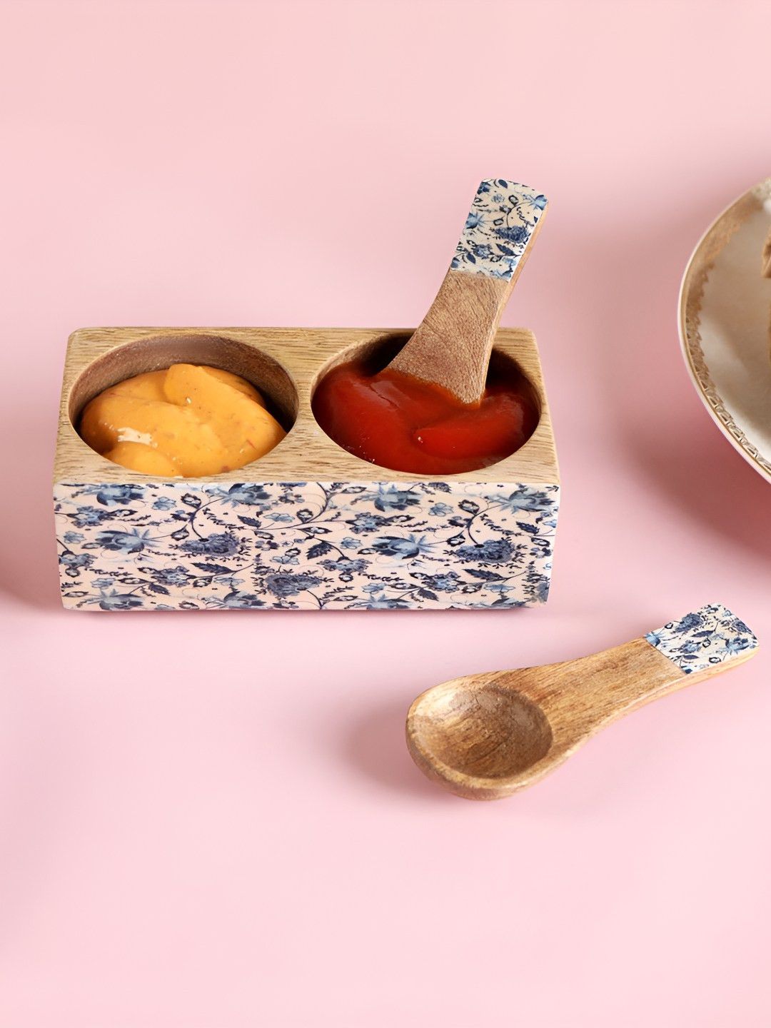 THE HOME CO. 2 Indigo Dip Bowls  With 2 Spoons