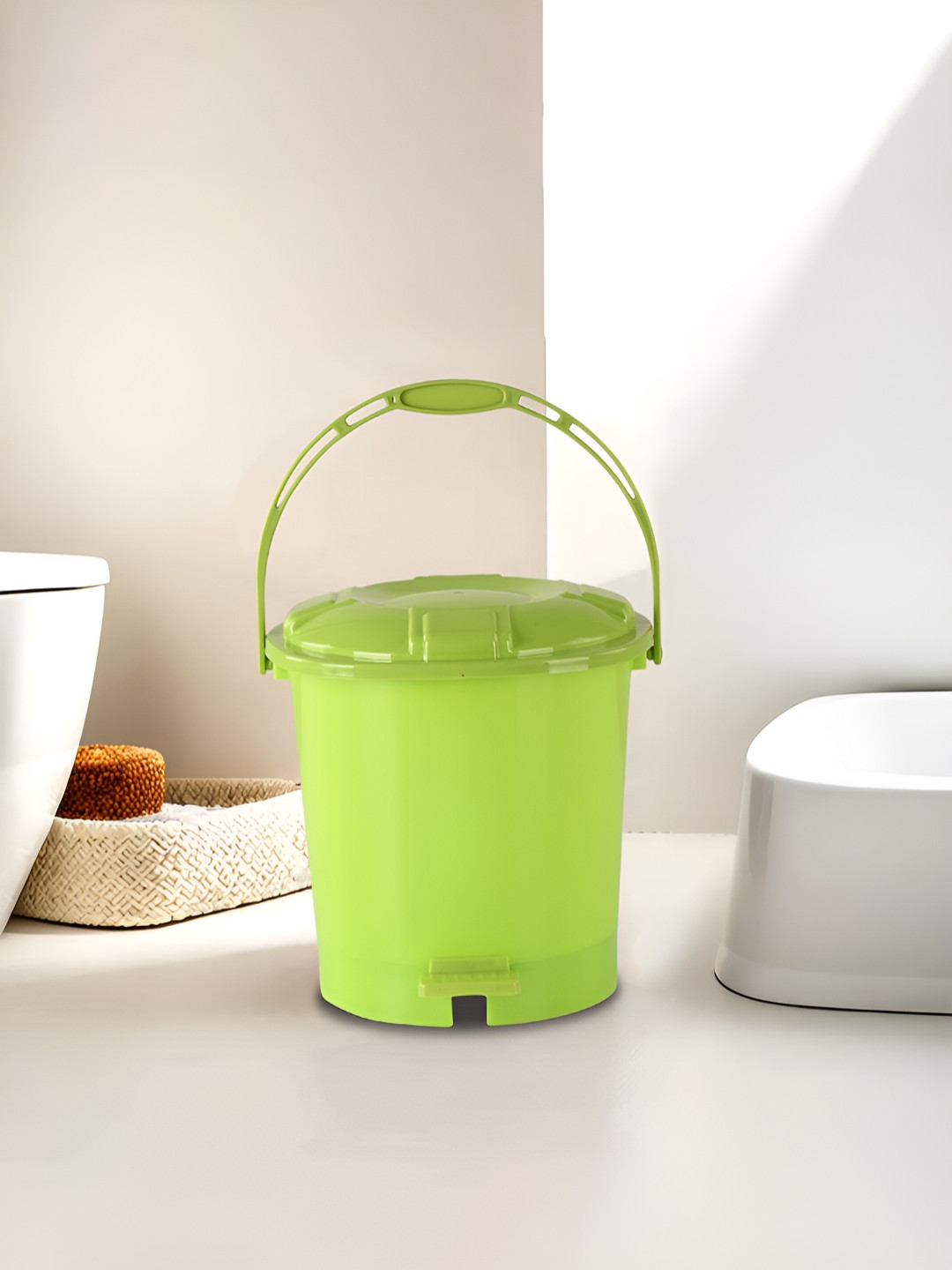 Kuber Industries Green Plastic Pedal Dustbins 7L