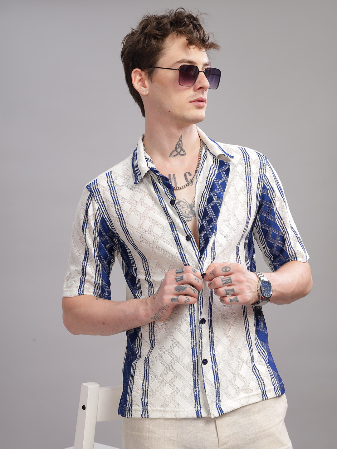 OG For Real Men Relaxed Opaque Checked Casual Shirt