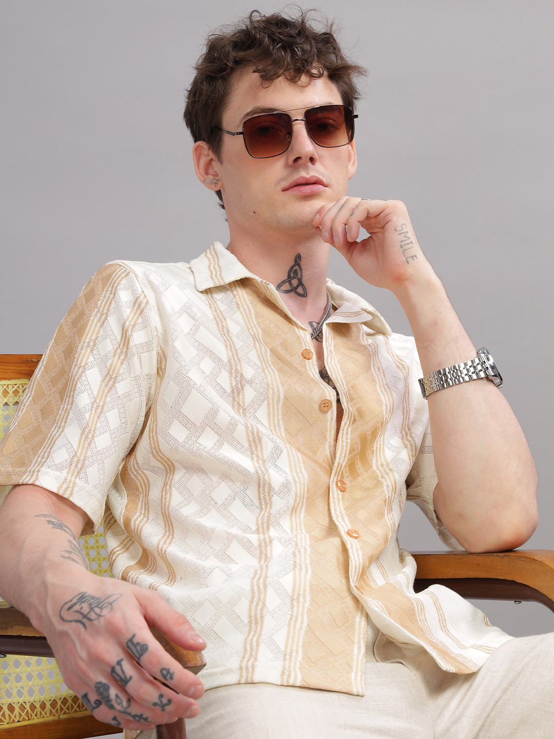 OG For Real Men Relaxed Opaque Printed Casual Shirt