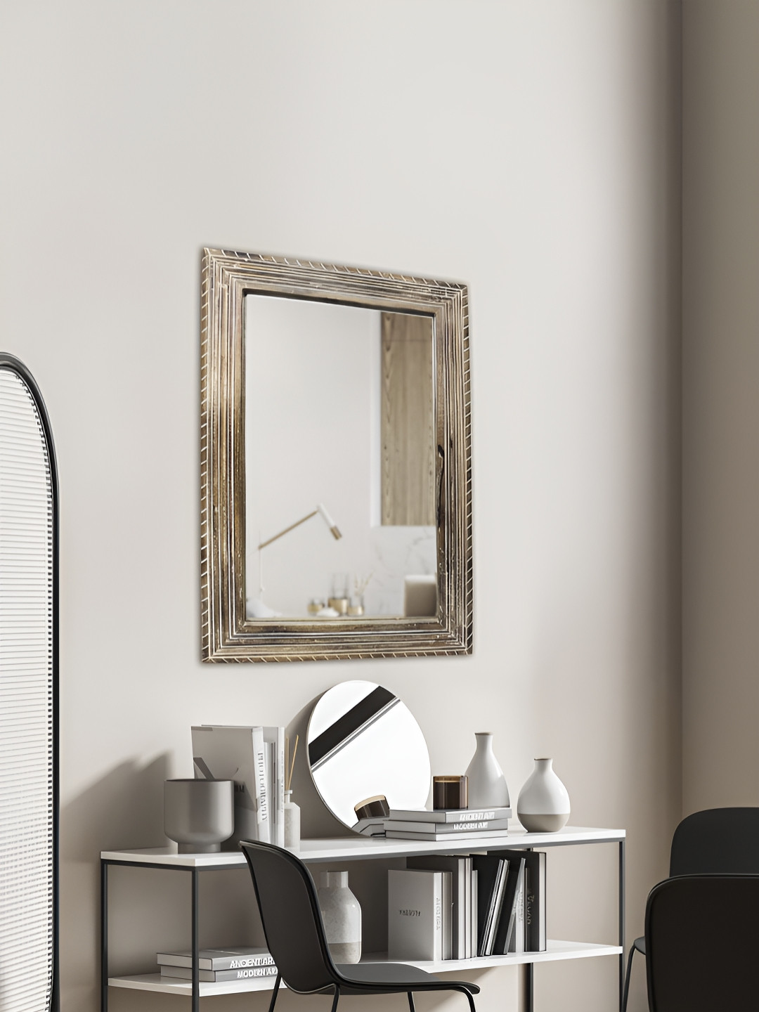 Metalsmith Elegant Hanging Mirror With Wooden Frame