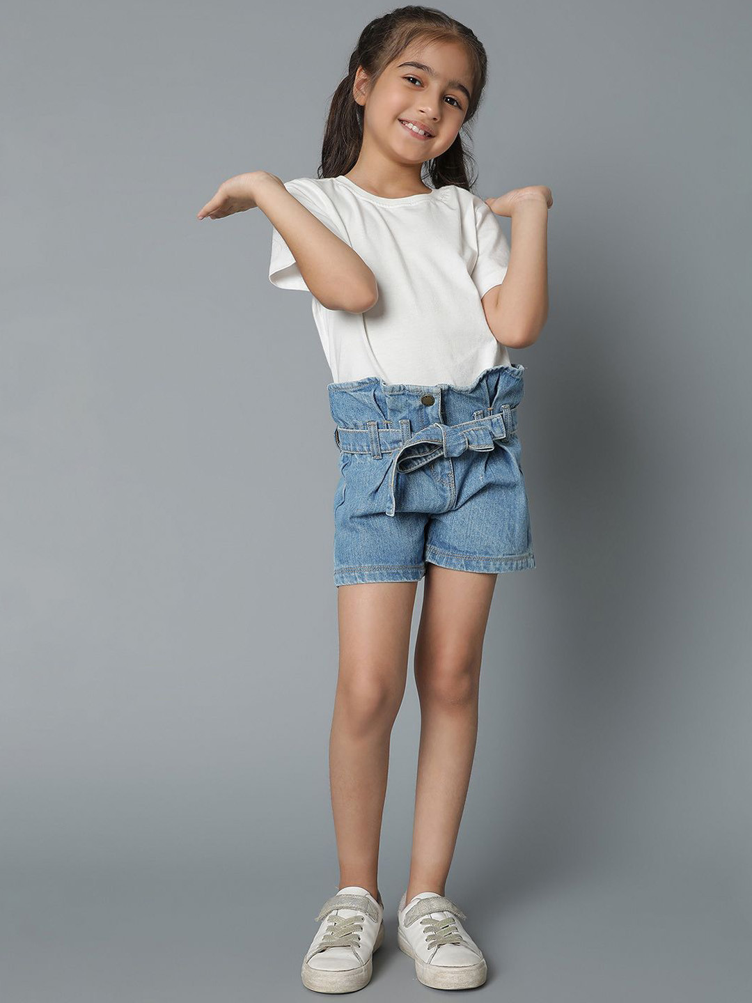 TALES & STORIES Girls High-Rise Denim Outdoor Denim Shorts