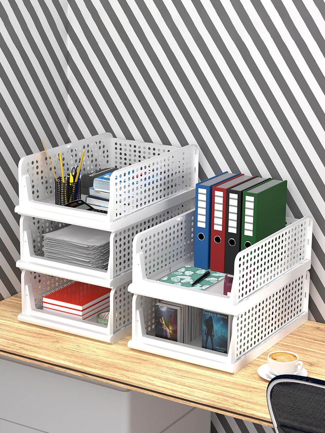 Kuber Industries White 5-Tiers Regular Desk Organiser Organisers