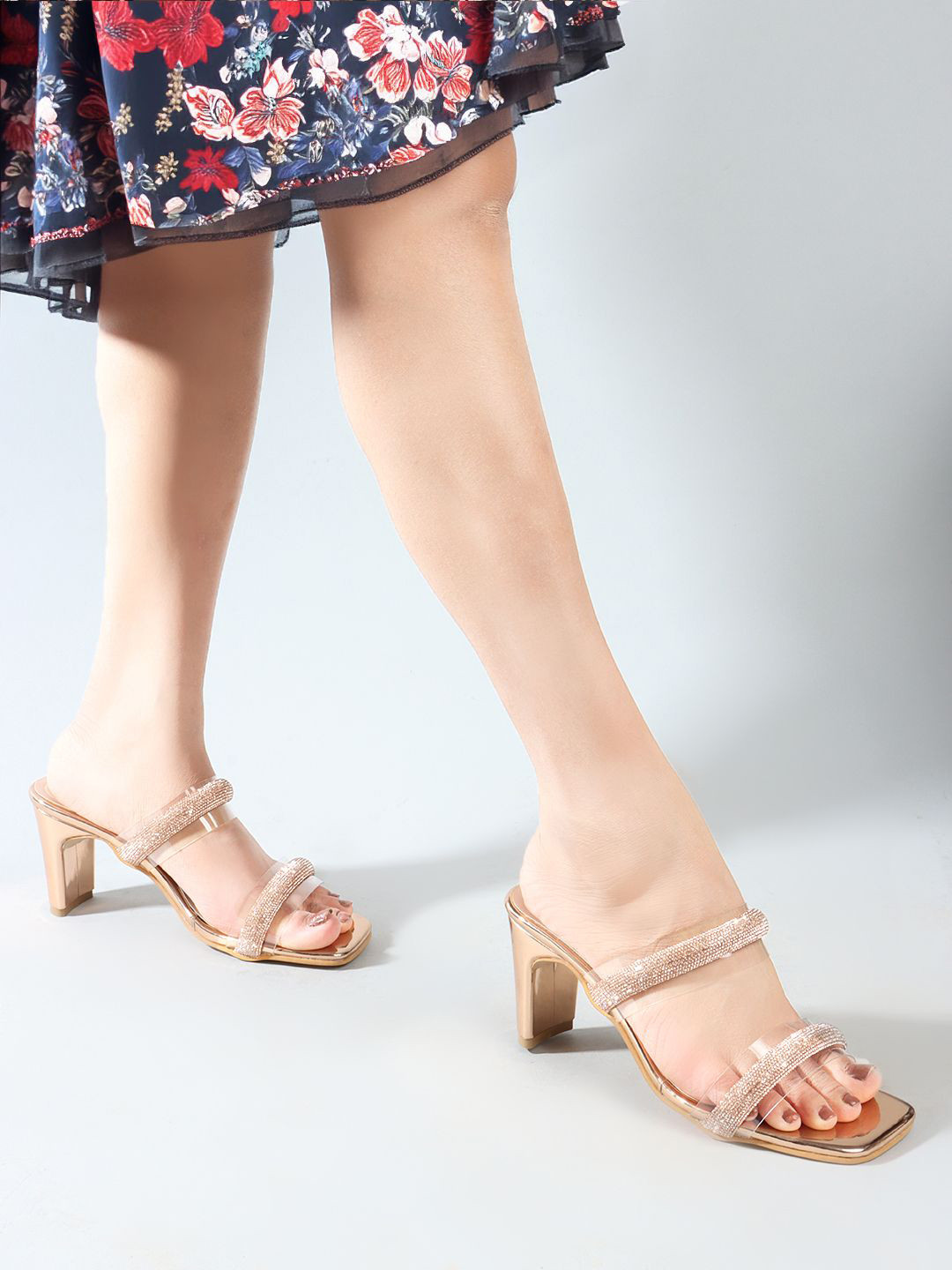 Carlton London Embellished Open Toe Block Heels