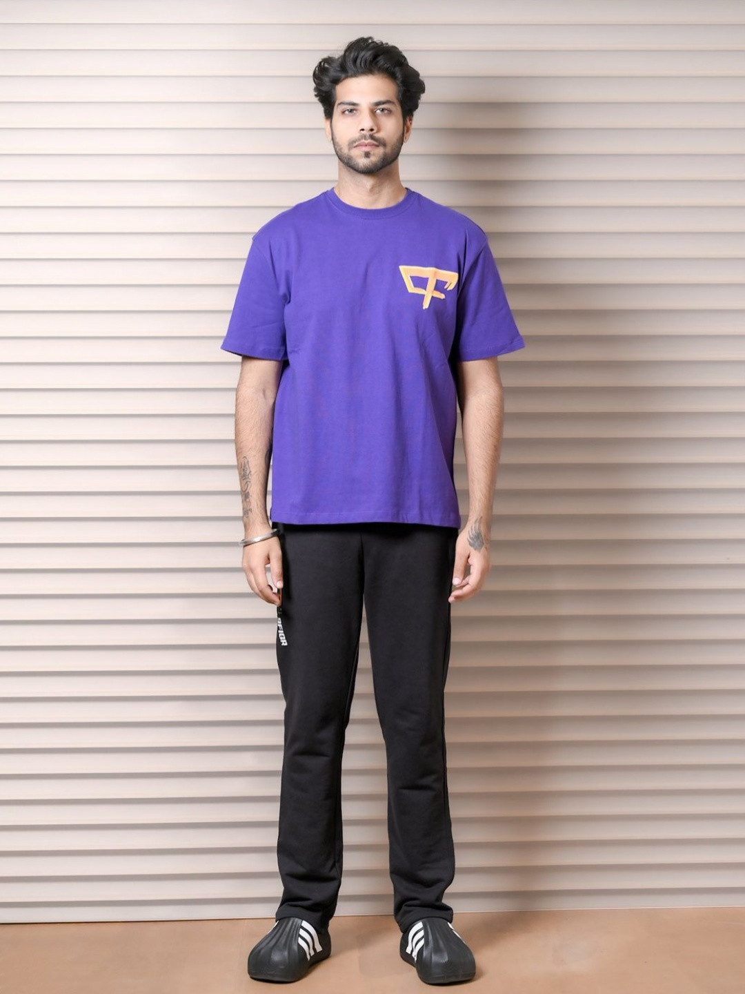 9FIGR Unisex Striped Applique T-shirt