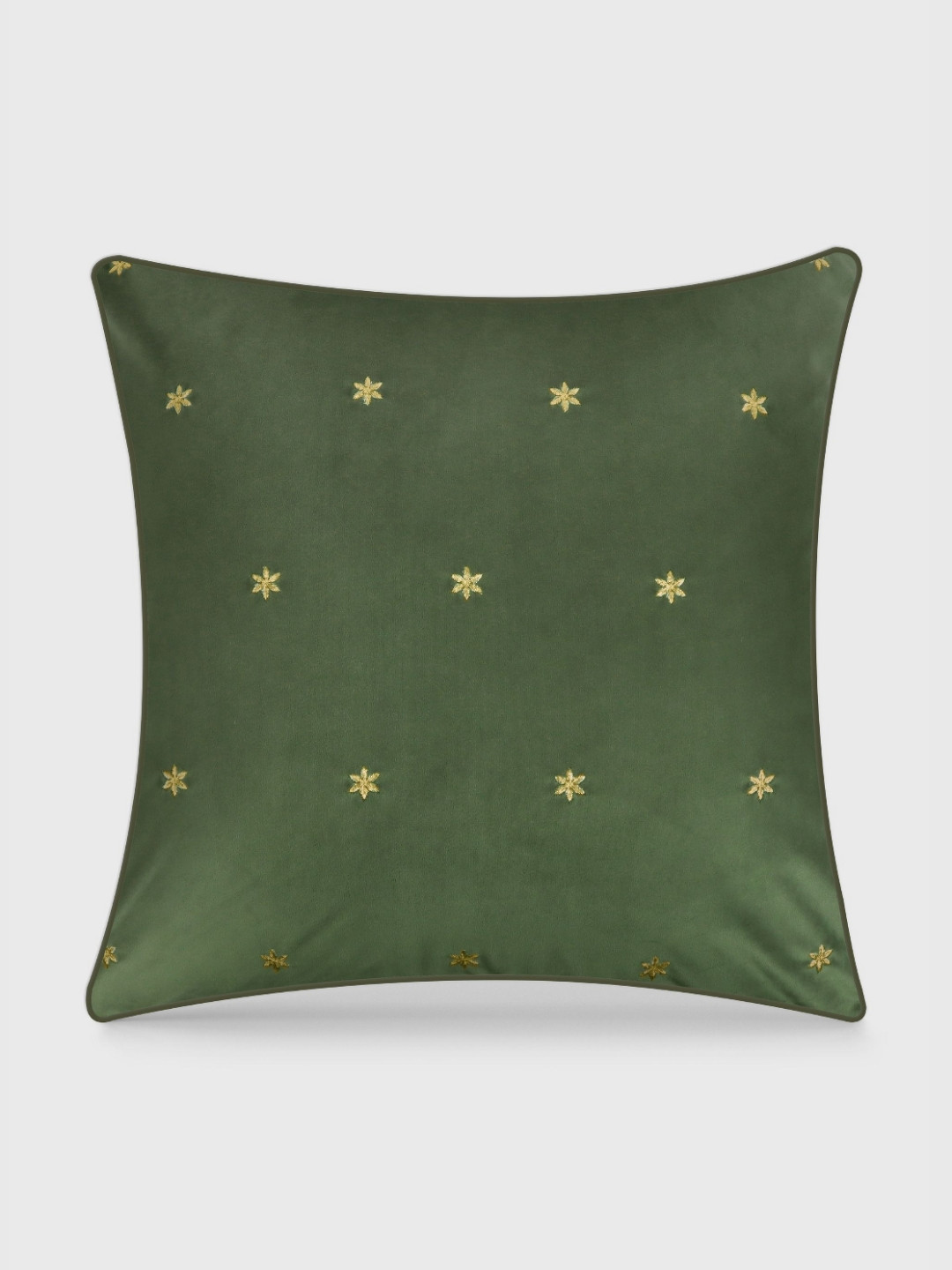 Mirooh Green Printed Velvet Square Shaped Pre Filled Cushions