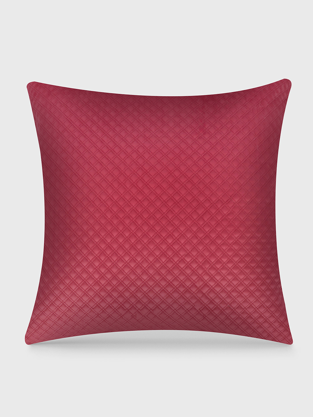 Mirooh Red Textured Velvet Square Pre Filled Cushion