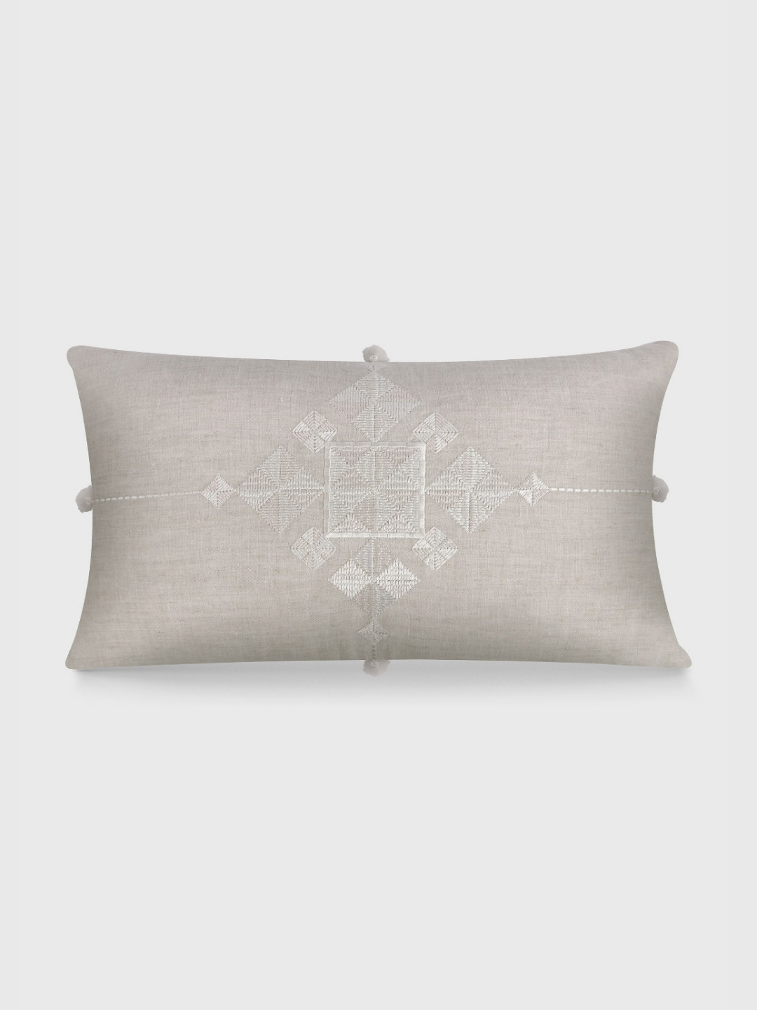 Mirooh Beige Embroidered Cotton Linen Cushion