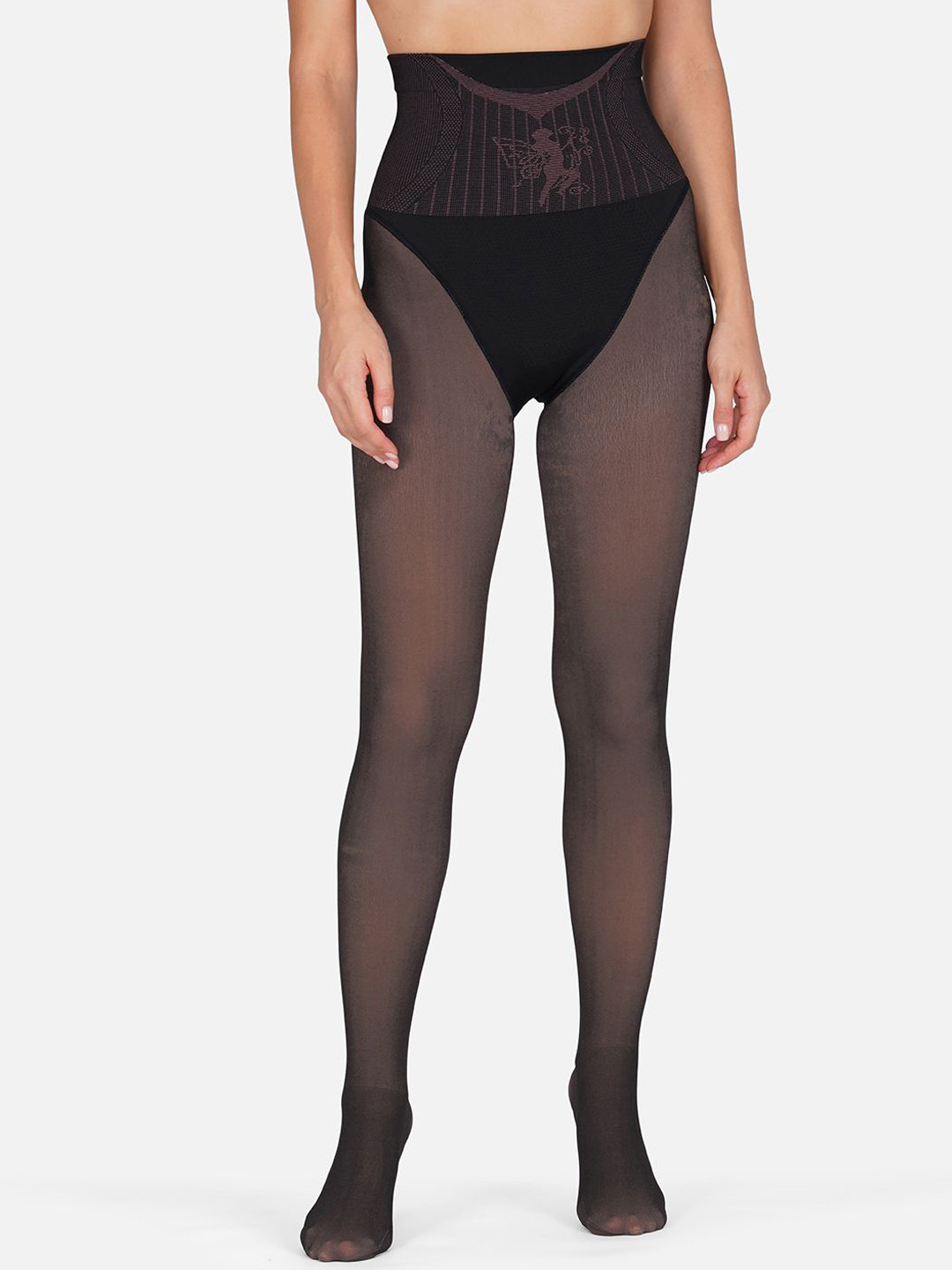 Poftik Self Design High Waist Dual-Tone Tummy Tucker Stockings