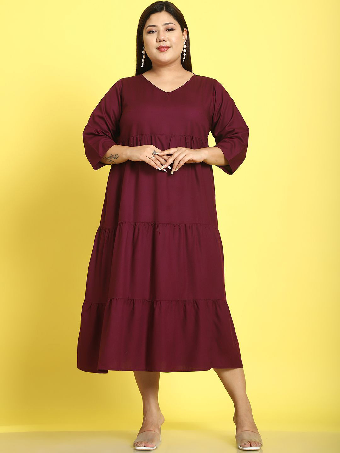 theRebelinme Plus Size A-Line Midi Dress