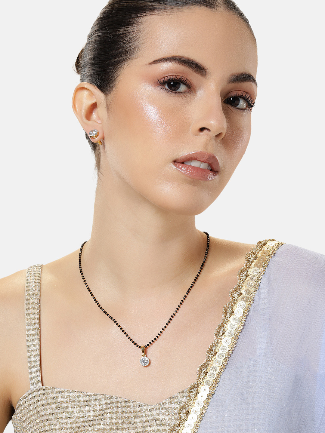 ABDESIGNS Gold-Plated American Diamond Mangalsutra Set