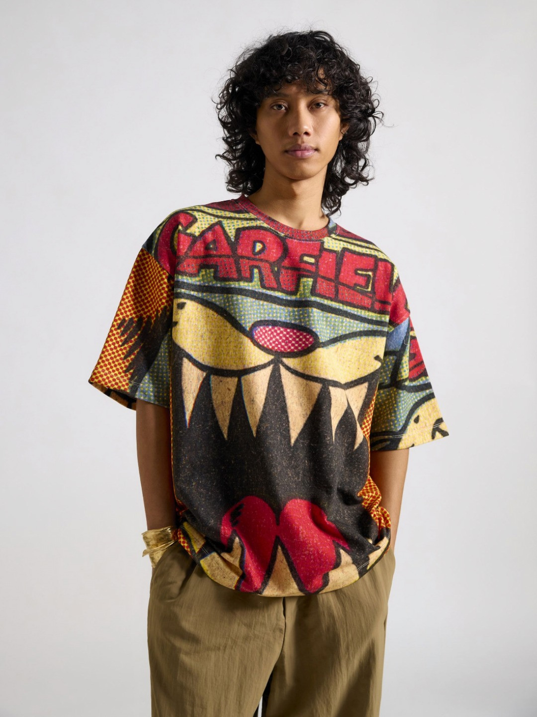 THE CLOTHING FACTORY Men Garfield Printed Short Sleeves Applique T-shirt