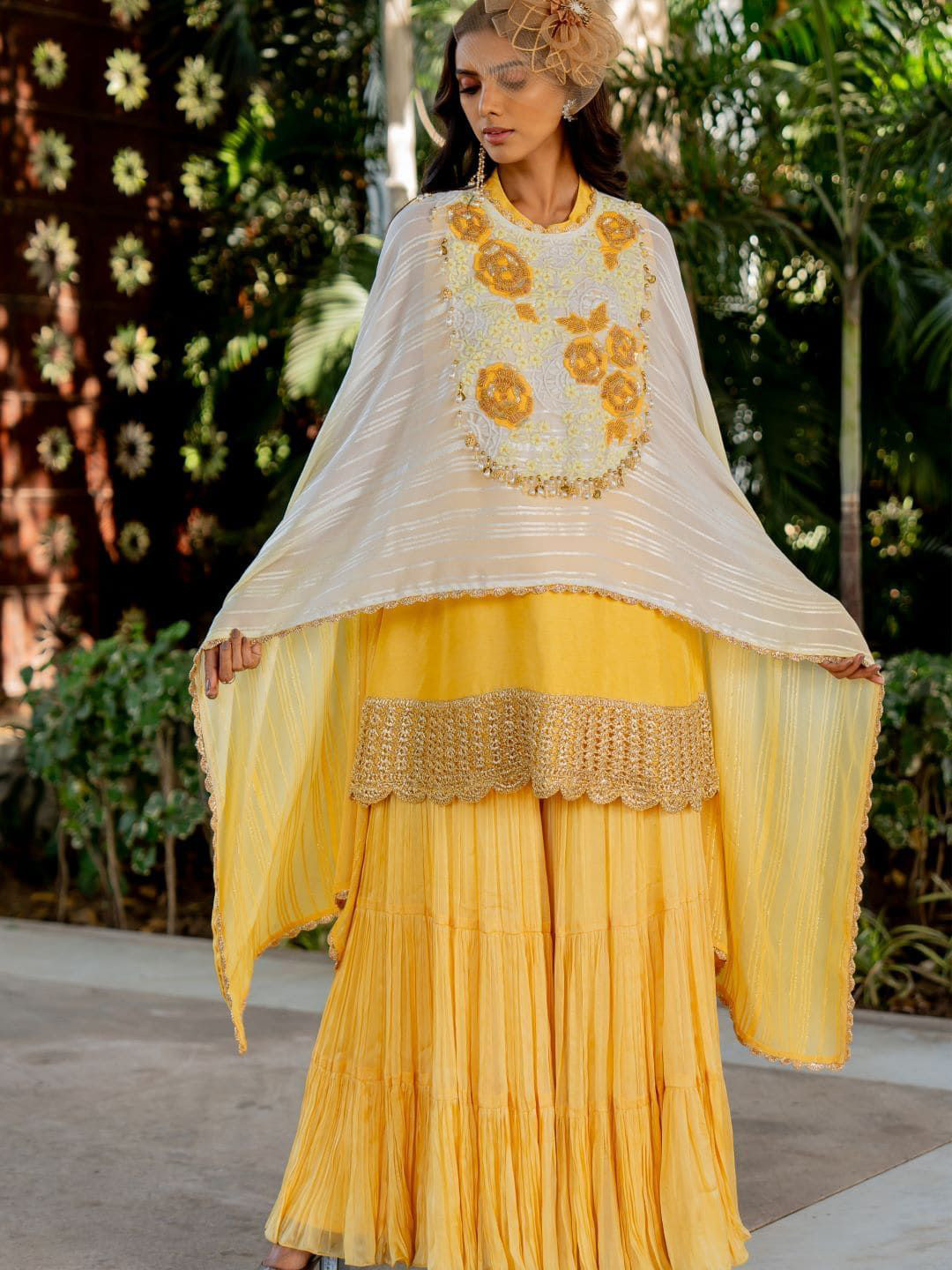 Nikita Vishakha Yoke Design Layered Gotta Patti Raw Silk Anarkali Kurta with Sharara