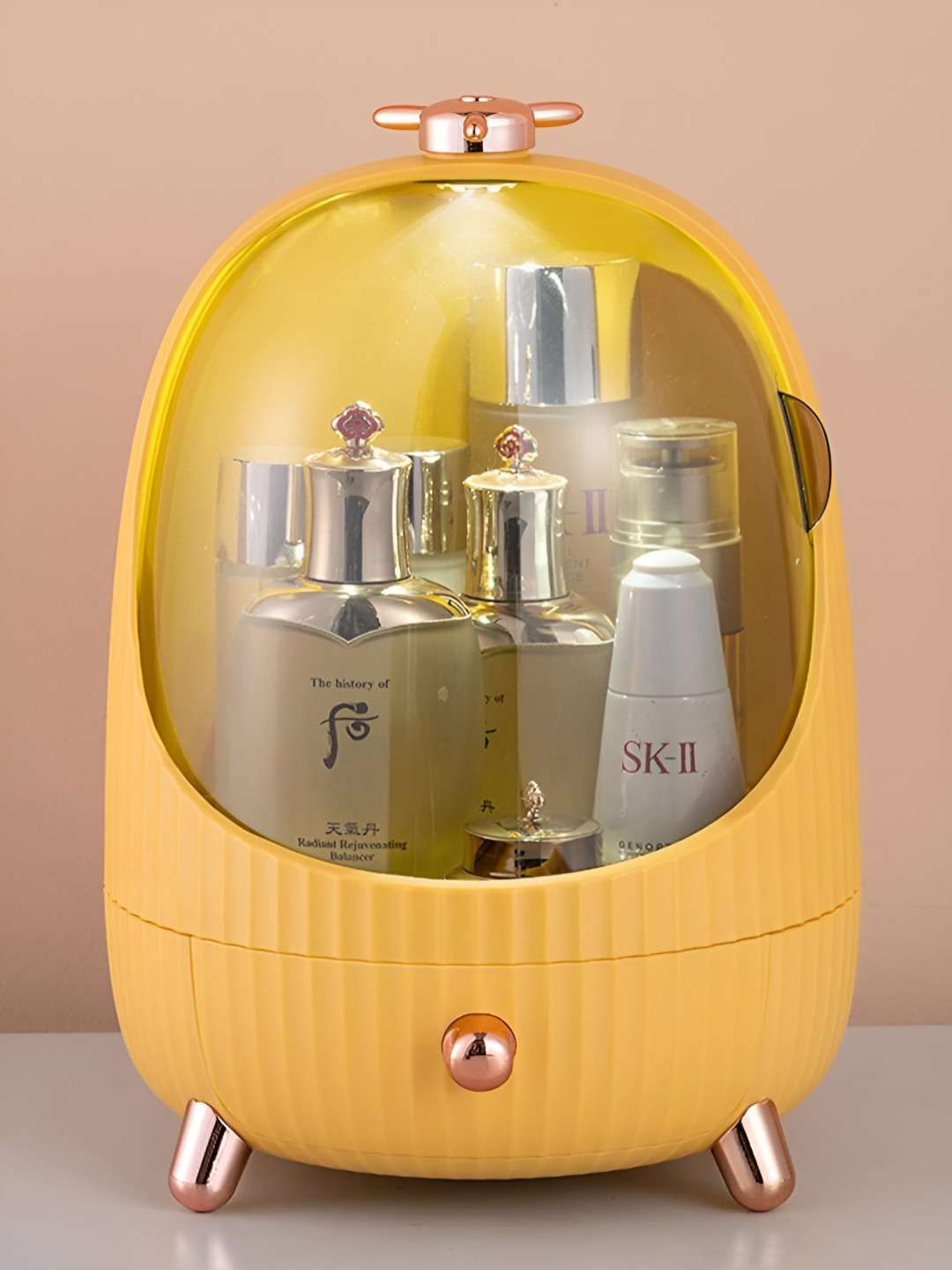 Kuber Industries Yellow Cosmetic Organizer Storage Box