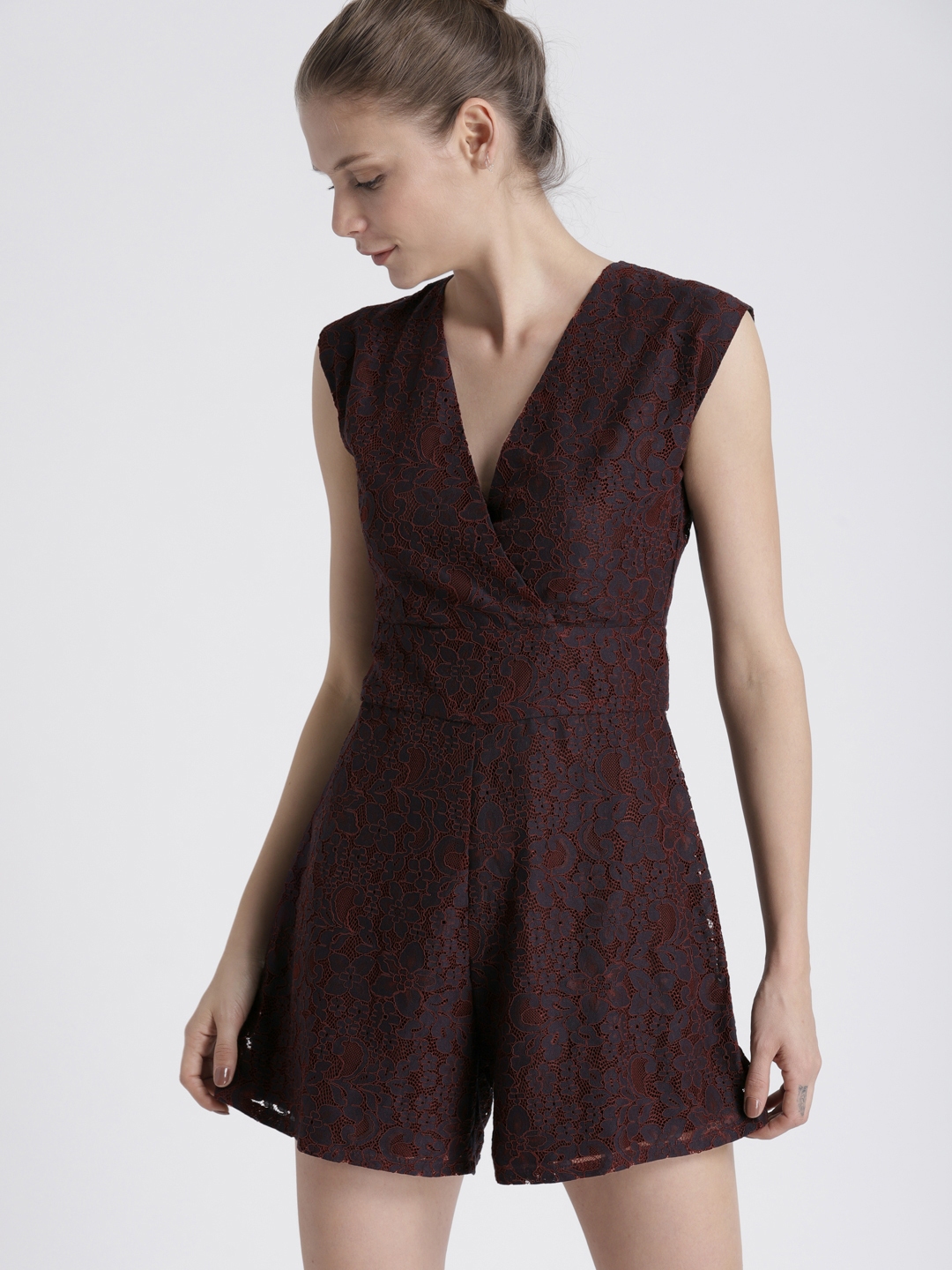 burgundy playsuit