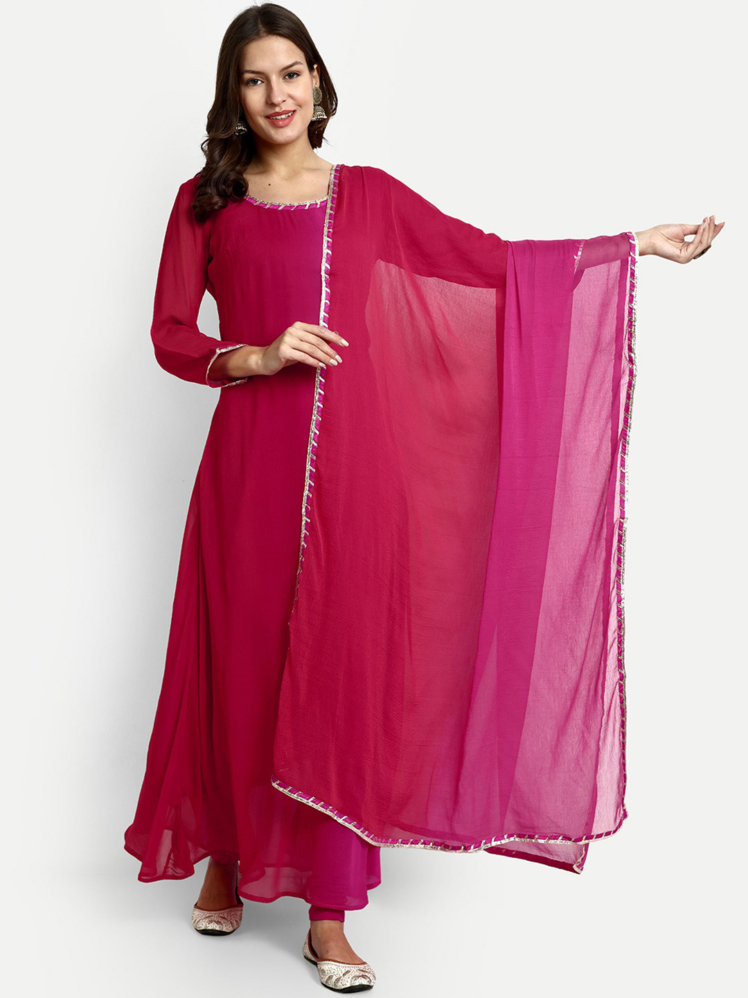 GENDAFOOL Regular Silk Georgette Kurta with Leggings & Dupatta