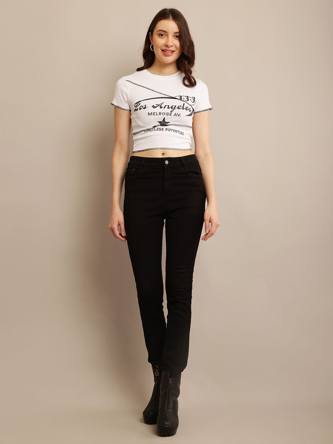 NoBarr Women Typography Cotton Crop Top