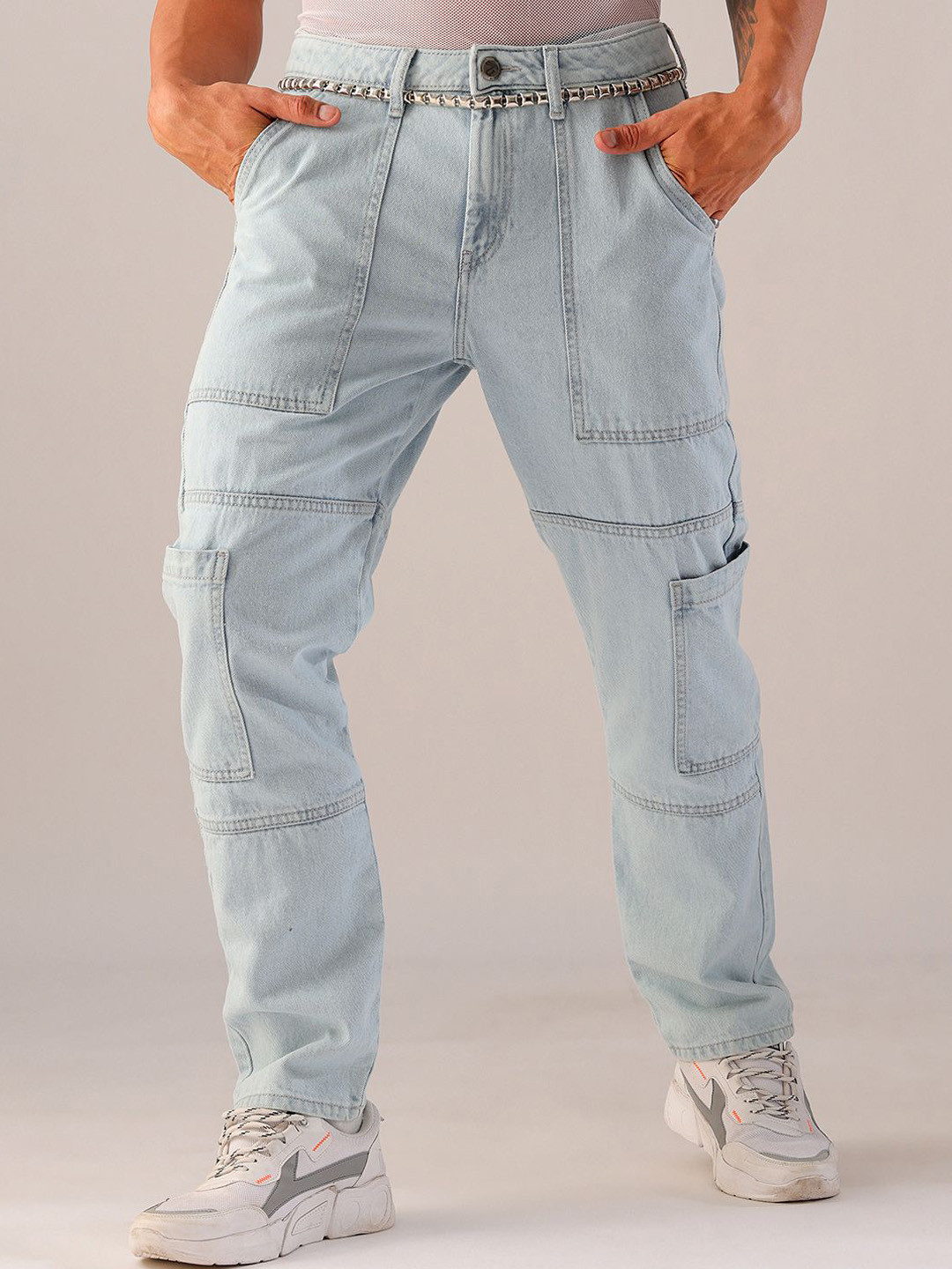 The Indian Garage Co. Men Mid Rise Heavy Fade Clean Look Dad Fit Jeans
