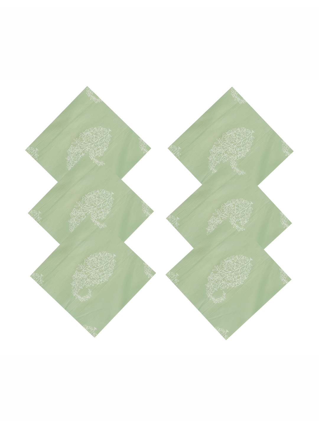 HANDICRAFT PALACE Sea Green & White 6 Pieces Paisley Printed Cotton Table Napkins