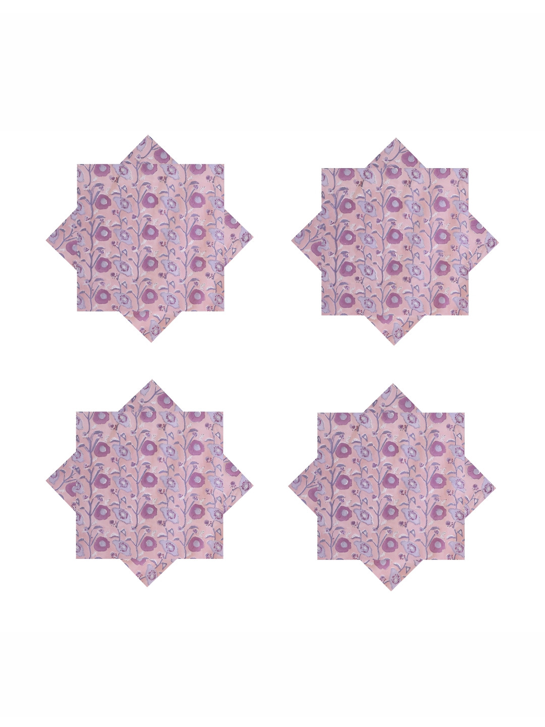 HANDICRAFT PALACE Lavender 6 Pieces Printed Cotton Table Napkins
