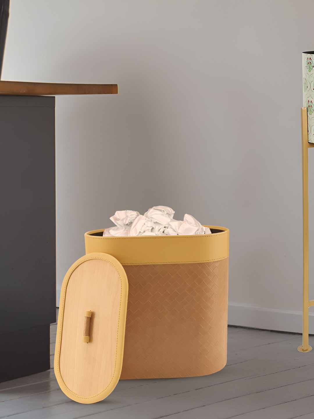 THE HOME CO. Brown & Beige Self design Laundry Bin