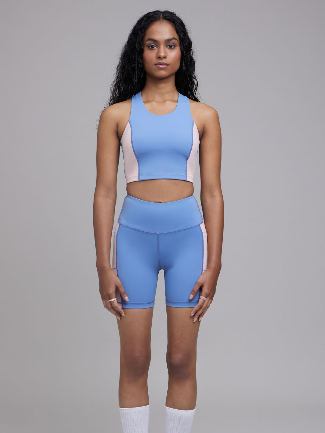 LIFE & JAM Colourblocked Crop Top & Shorts