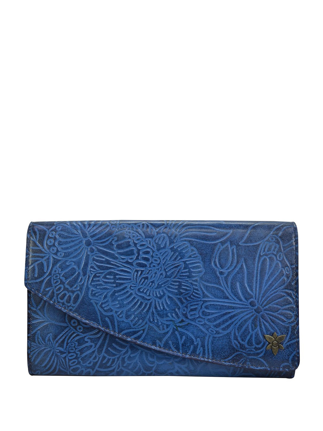 Anuschka Hand Painted Tooled Butterfly Ocean Leather Accordion Flap Wallet