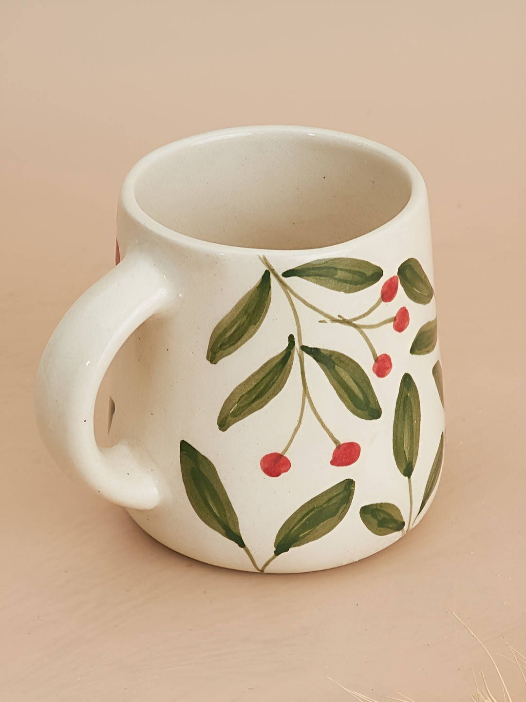NURTURE INDIA Element Green Leaf Ceramic Handmade Cup-250ml