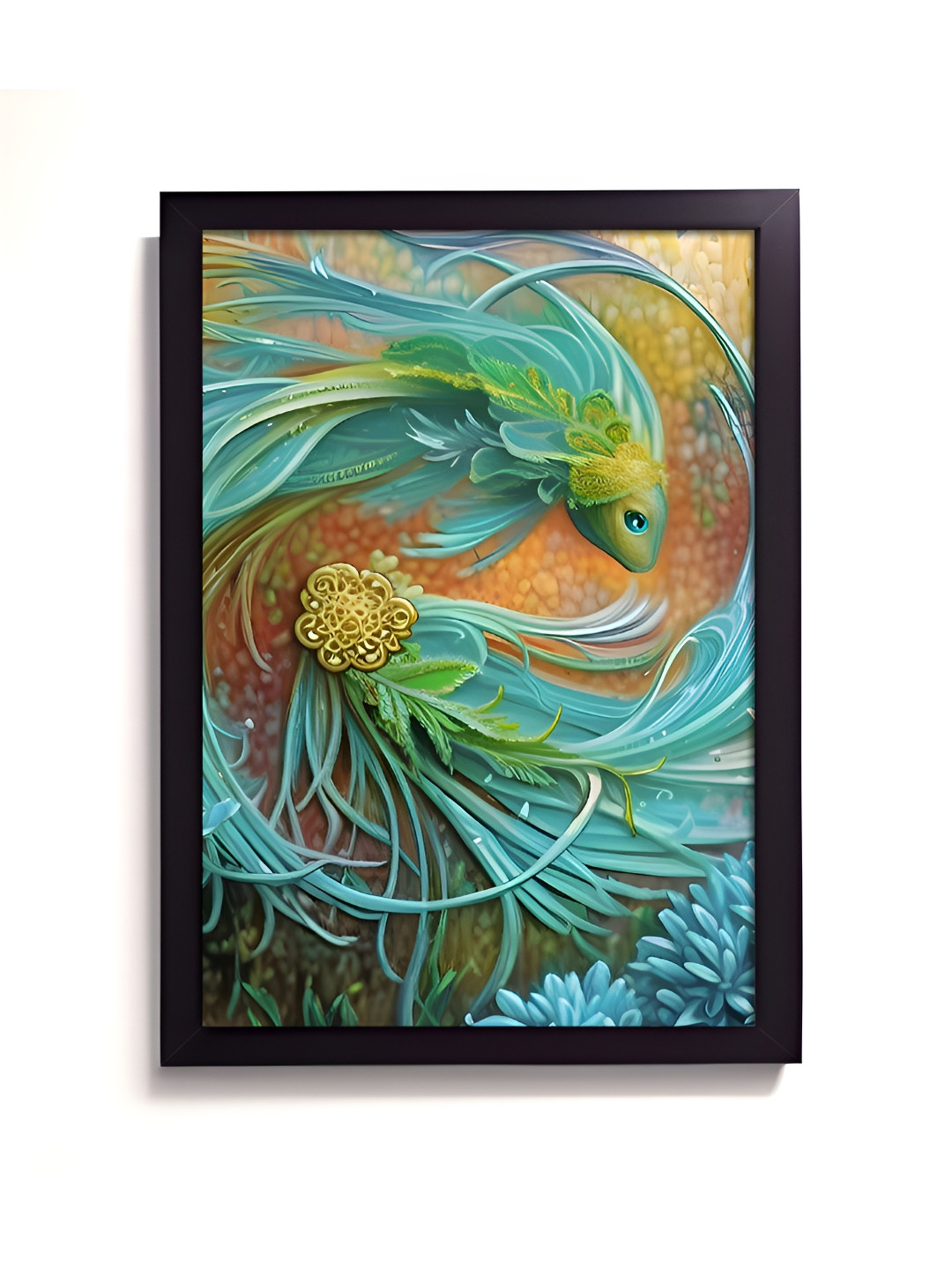 RANDOM Blue & Orange Birds and Animals Painting Wall Art