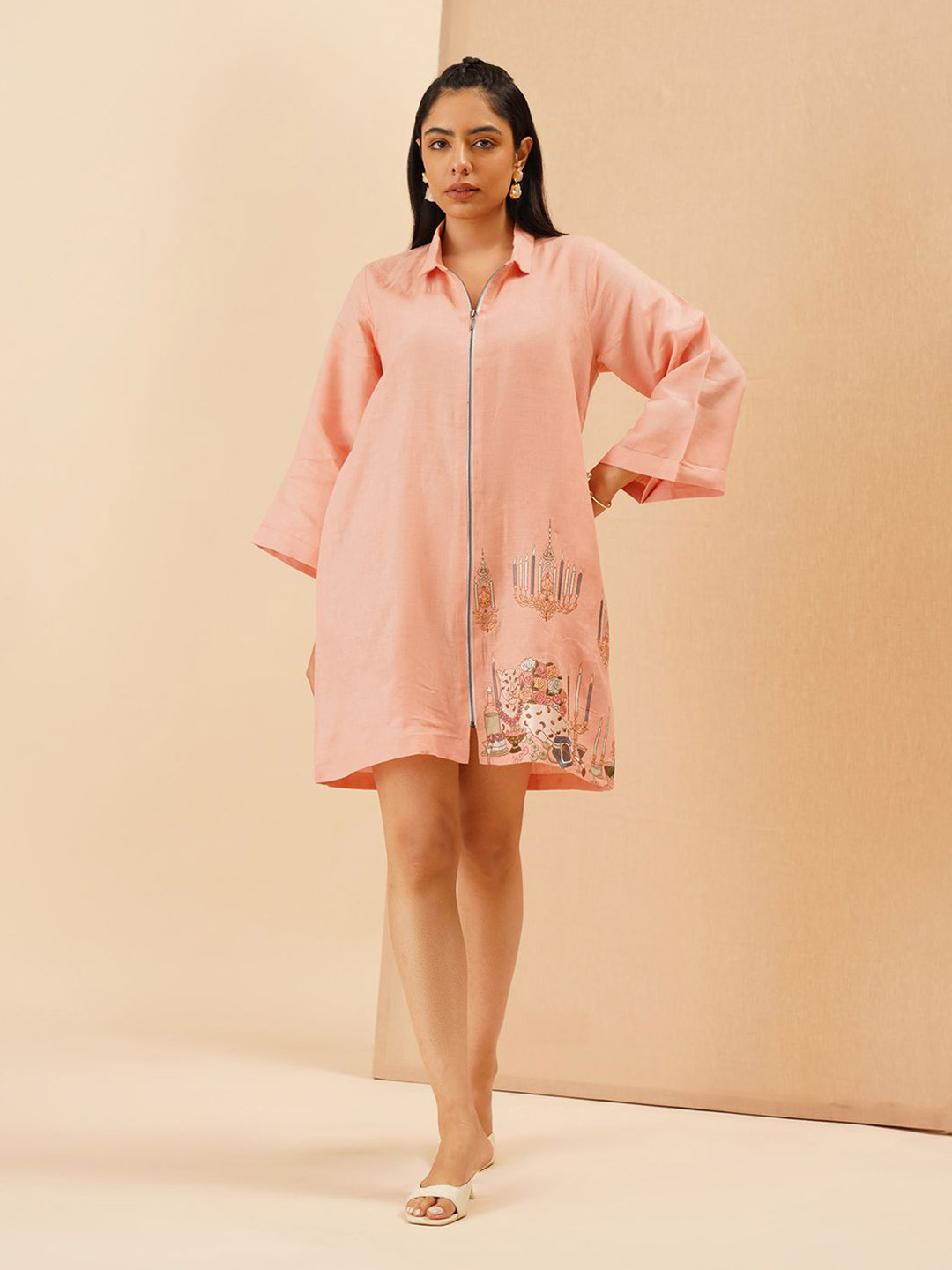 KALPRAAG Bell Sleeves Zipper Dress
