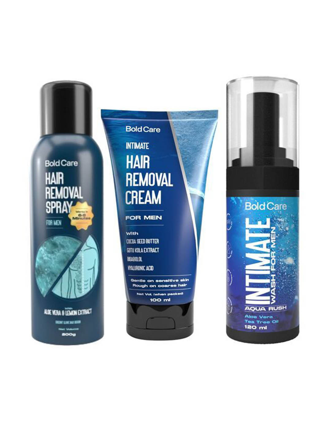 Bold Care Set of Hair Removal Spray 200g + Intimate Wash 120ml + Hair Removal Cream 100ml
