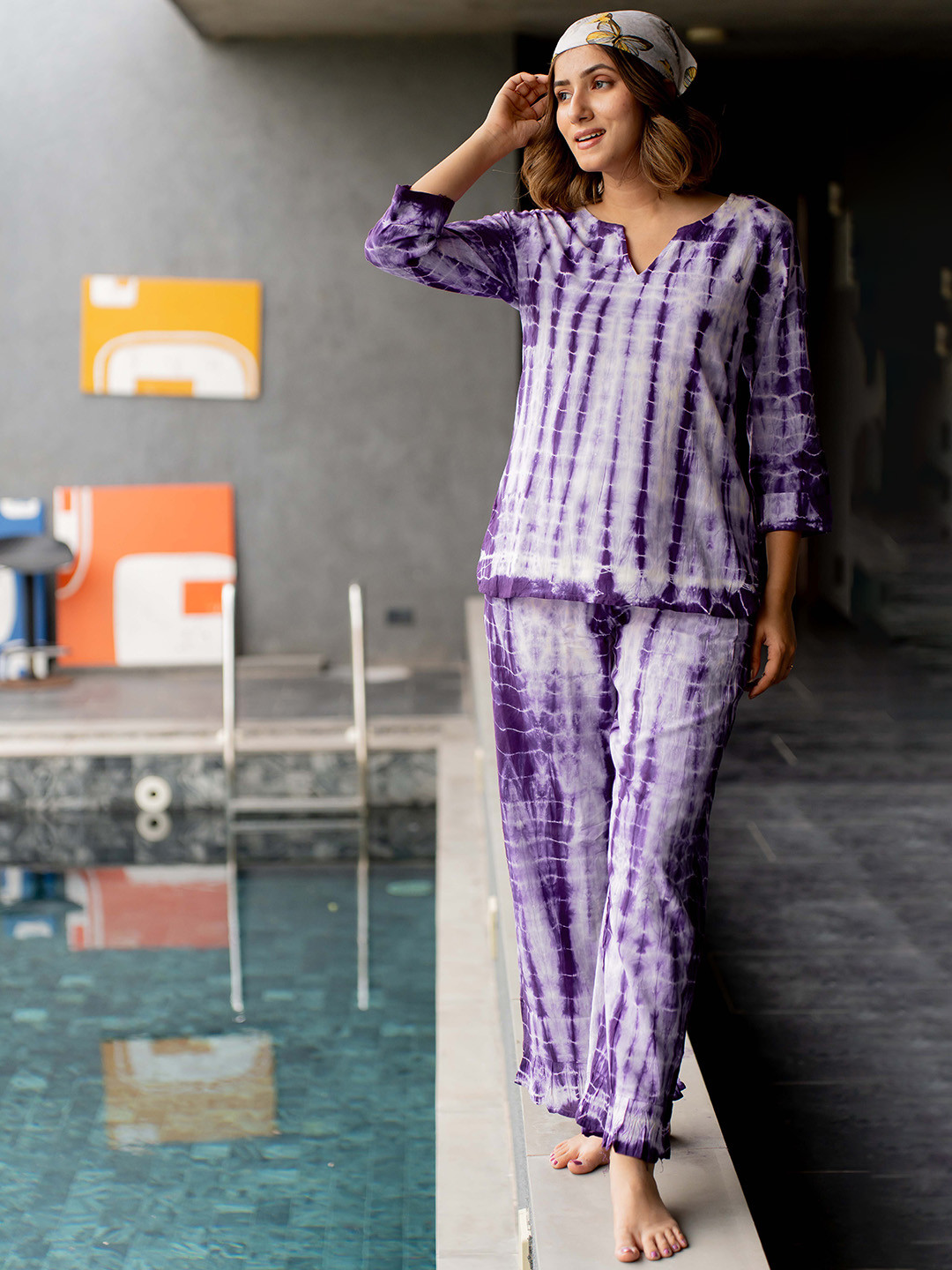MIRCHI FASHION Notch Neck Printed Night suit