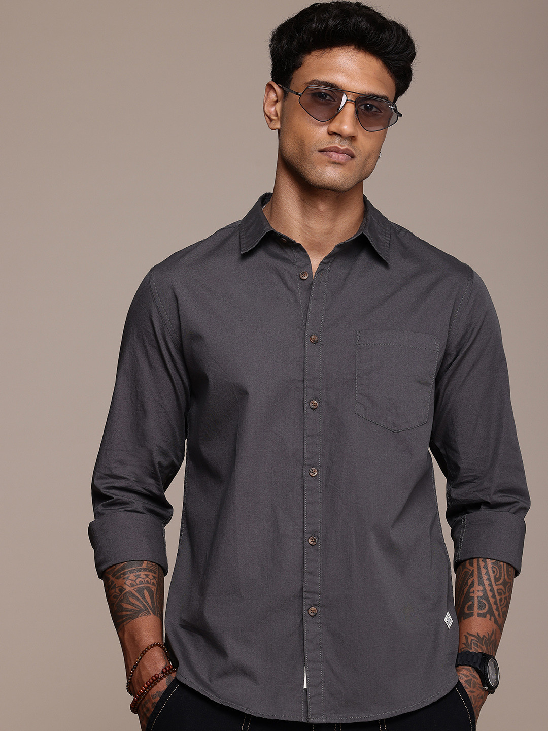 Roadster Men Pure Cotton Casual Shirt