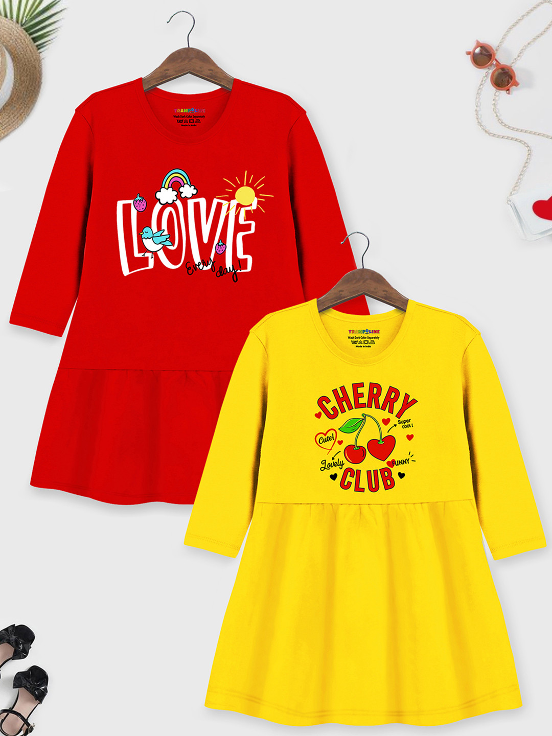 YK X Trampoline Pack of 2 Graphic Print A-Line Dress