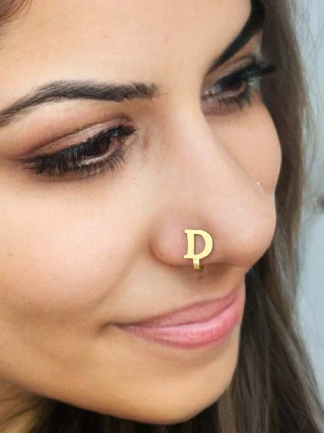 Goldnera D Alphabet Design Stud Nosepin