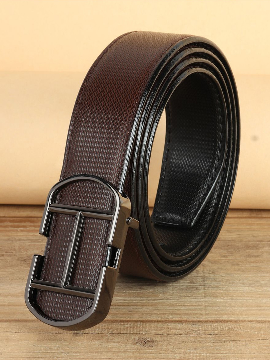 WINSOME DEAL Men Push Pin Textured Formal Belt