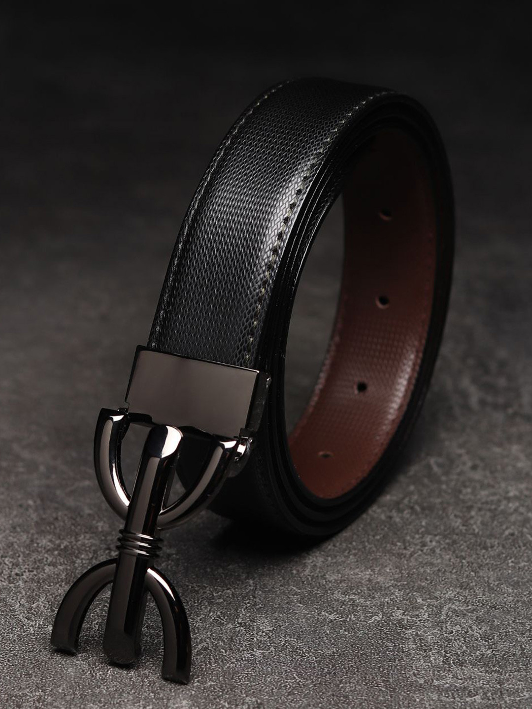 WINSOME DEAL Men Push Pin Textured Formal Belt