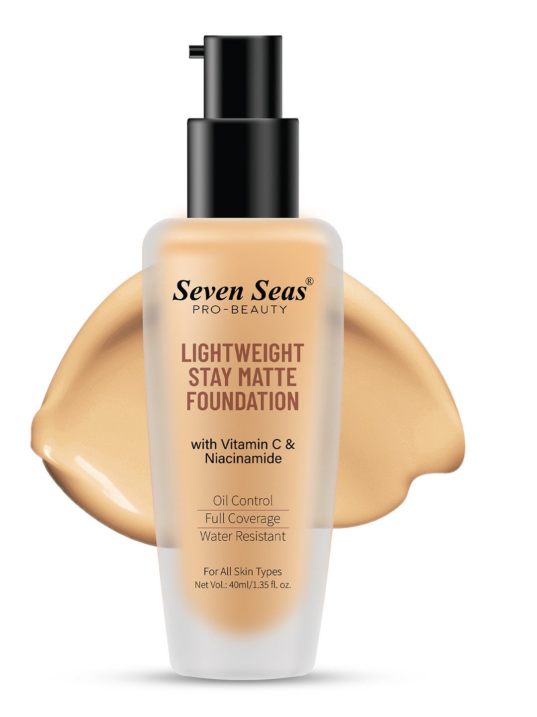 Seven Seas Full Coverage Stay Matte Foundation With Vitamin C - 40ml - Nude 01